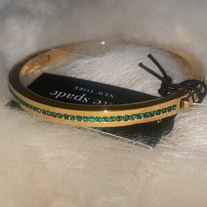 Kate Spade Gold Bangle with Green Crystals